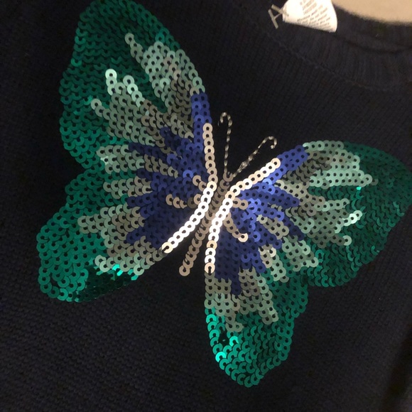 Gymboree knit navy dress. With sequin butterfly NWT. Size 5 - Picture 3 of 5